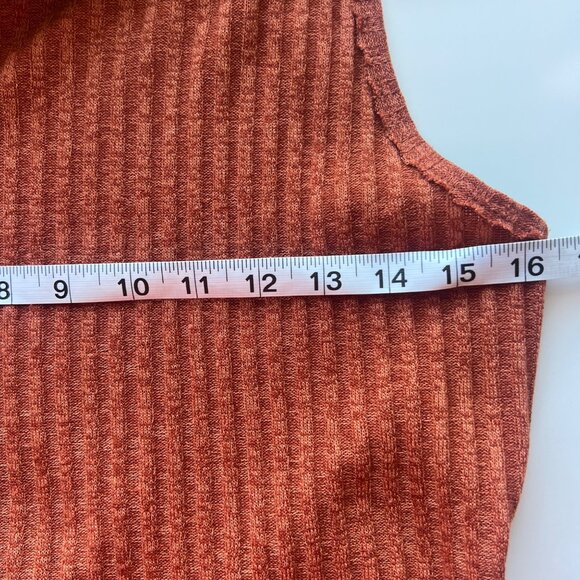 ASTR The Label Rust Orange Ribbed Sleeveless Cowl Neck Tunic Side Slit Womens S - Picture 7 of 7